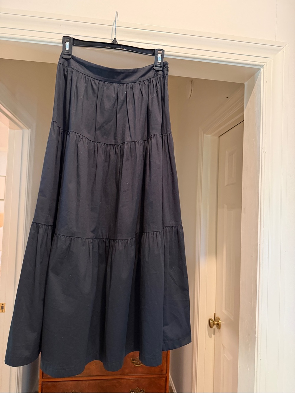 STAUD Black Tiered Maxi Skirt